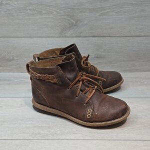 Born Women Brown Leather Ankle Boots Shoes Sz 8